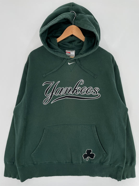 00' NIKE x NEW YORK YANKEES Size XL Vintage MLB Hoodie Sweat-Shirt / E6597S