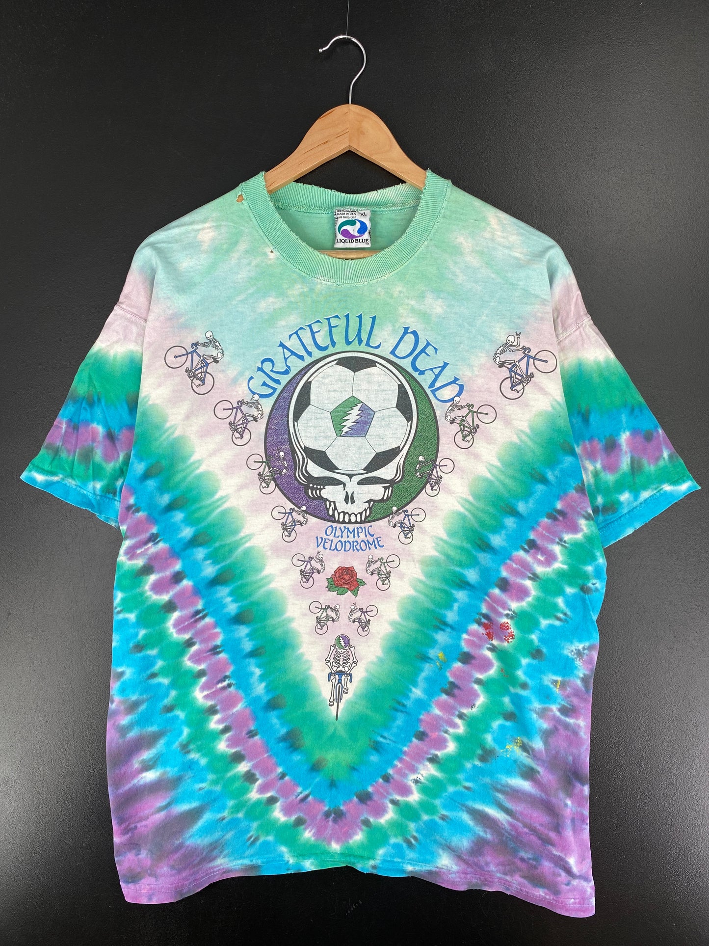 1990 LIQUID BLUE x GRATEFUL DEAD Made in USA Size XL Vintage Music T-Shirts / A5739