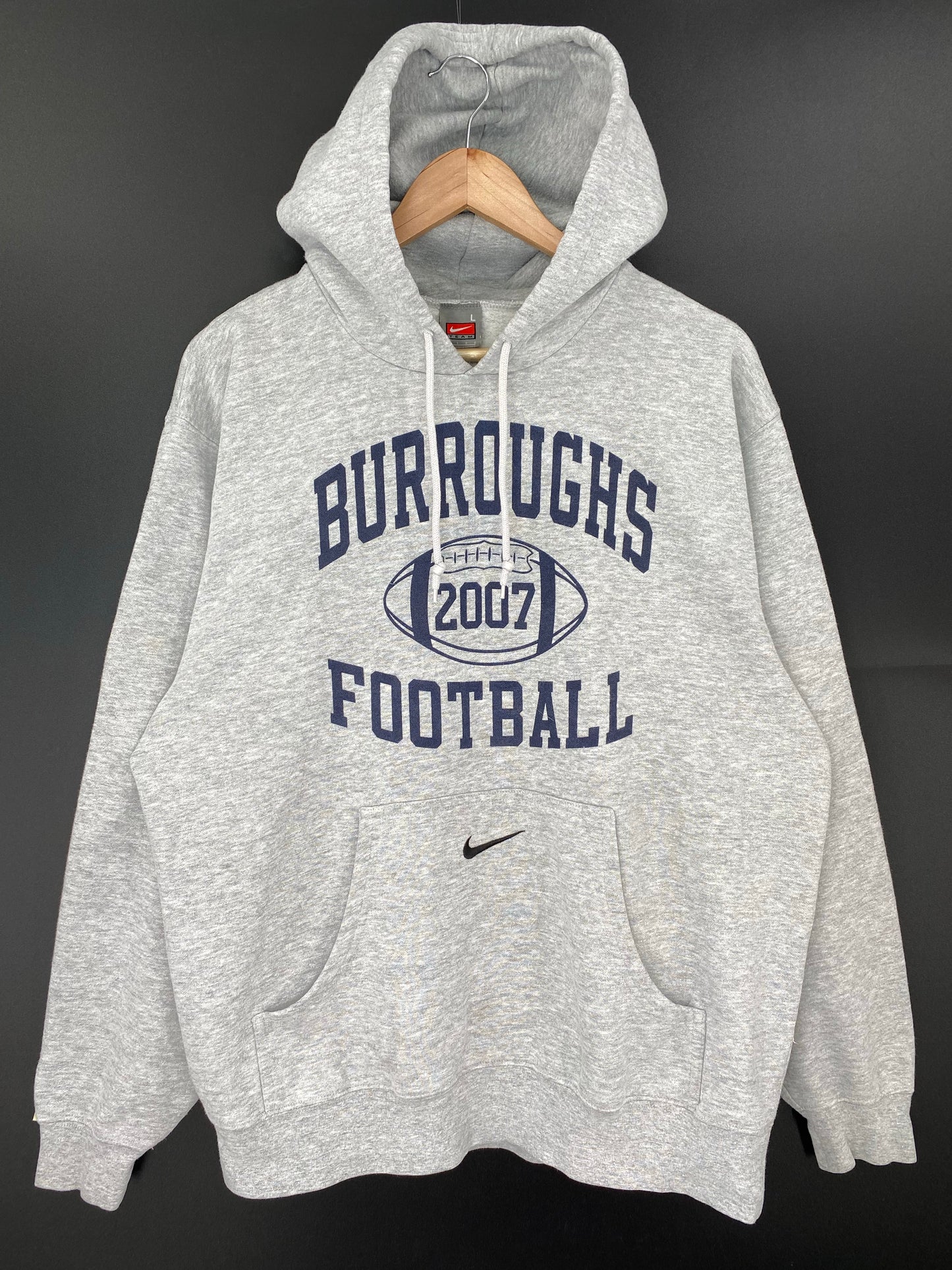 00' NIKE BURROUGHS Size L Vintage College Hoodie Sweat-shirt / K9620