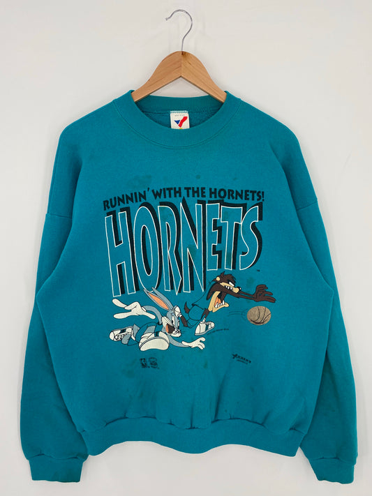 1993' NORTH CAROLINA CHARLOTTE HORNETS Made in USA Size XL Vintage NBA Sweat-shirt / K6153