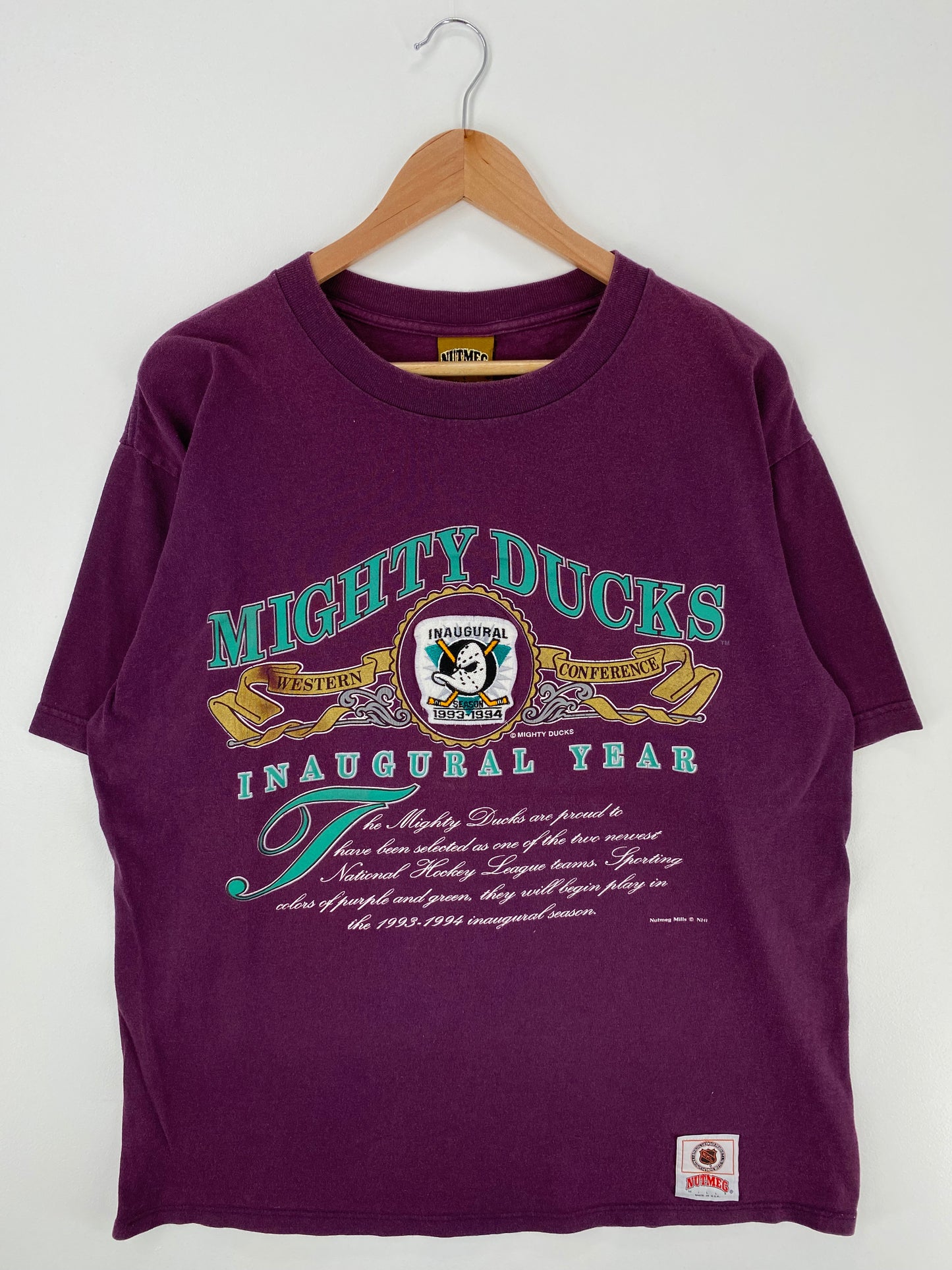 90’s ANAHEIM MICHTY DUCKS Made in USA Size L Vintage NHL T-shirt / A659