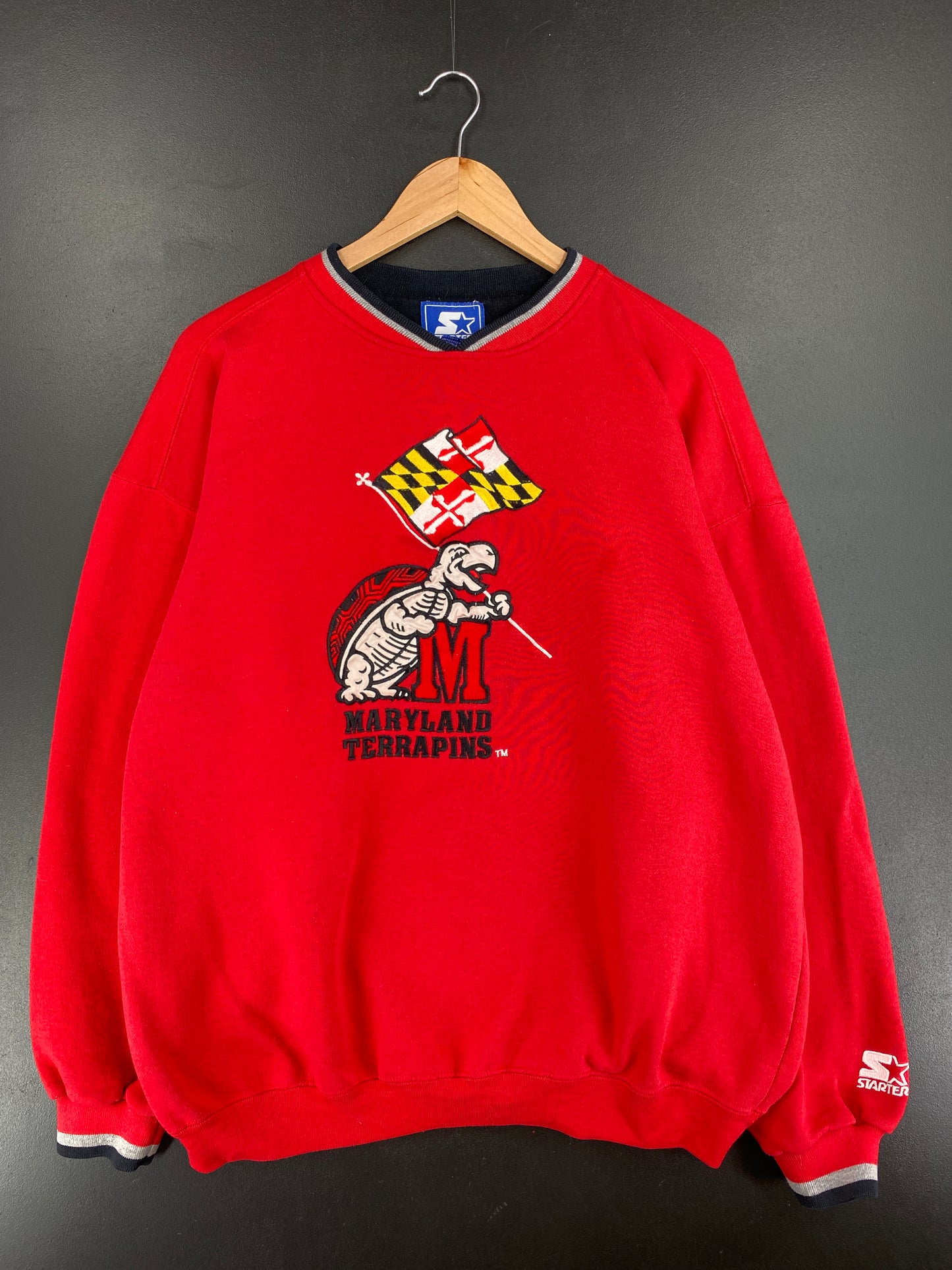 90’s STARTER x MARYLAND TERRAPINS Size XL Vintage College Sweat-Shirt / E3408S