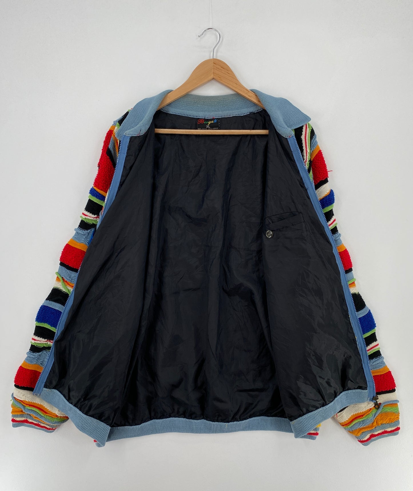 Vintage 3D COOGI- Style Size XL Knit Sweater Zip Up Jacket/ E771