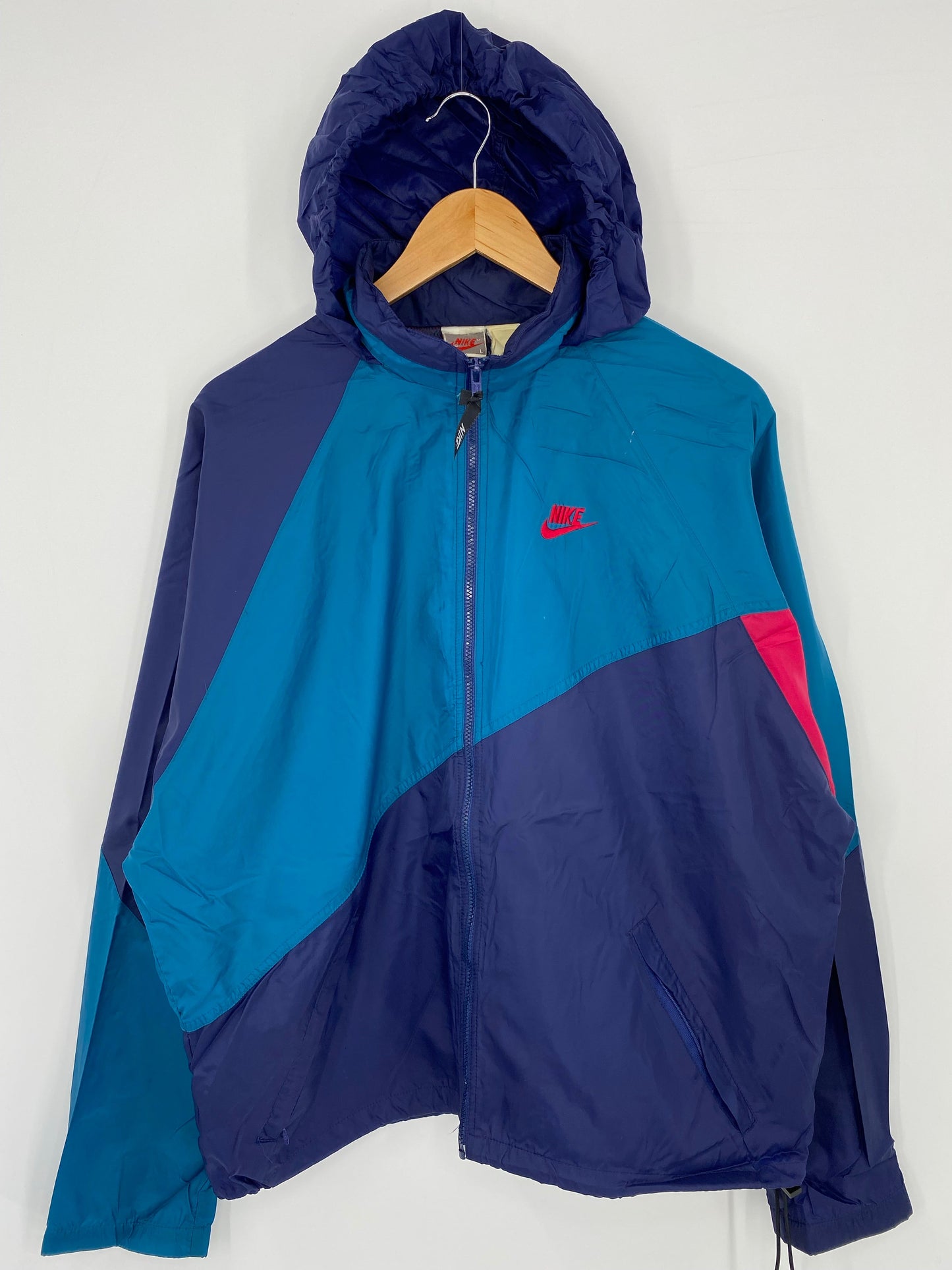 .90’s NIKE Silver Tag Size L Vintage Zip-up Nylon Jacket / A8207