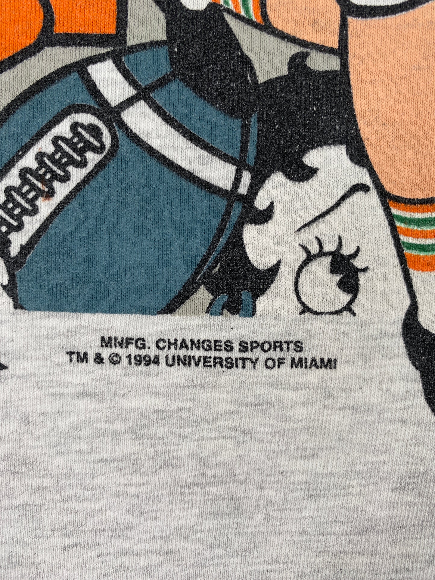 1994 BETTY BOOP UNIVERSITY OF MIAMI Made in USA Size L Vintage T-Shirts / A4884