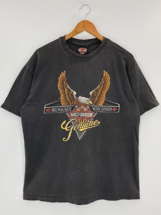 1987 HARLEY DAVIDSON Made in USA Size L Vintage T-Shirt / K4313