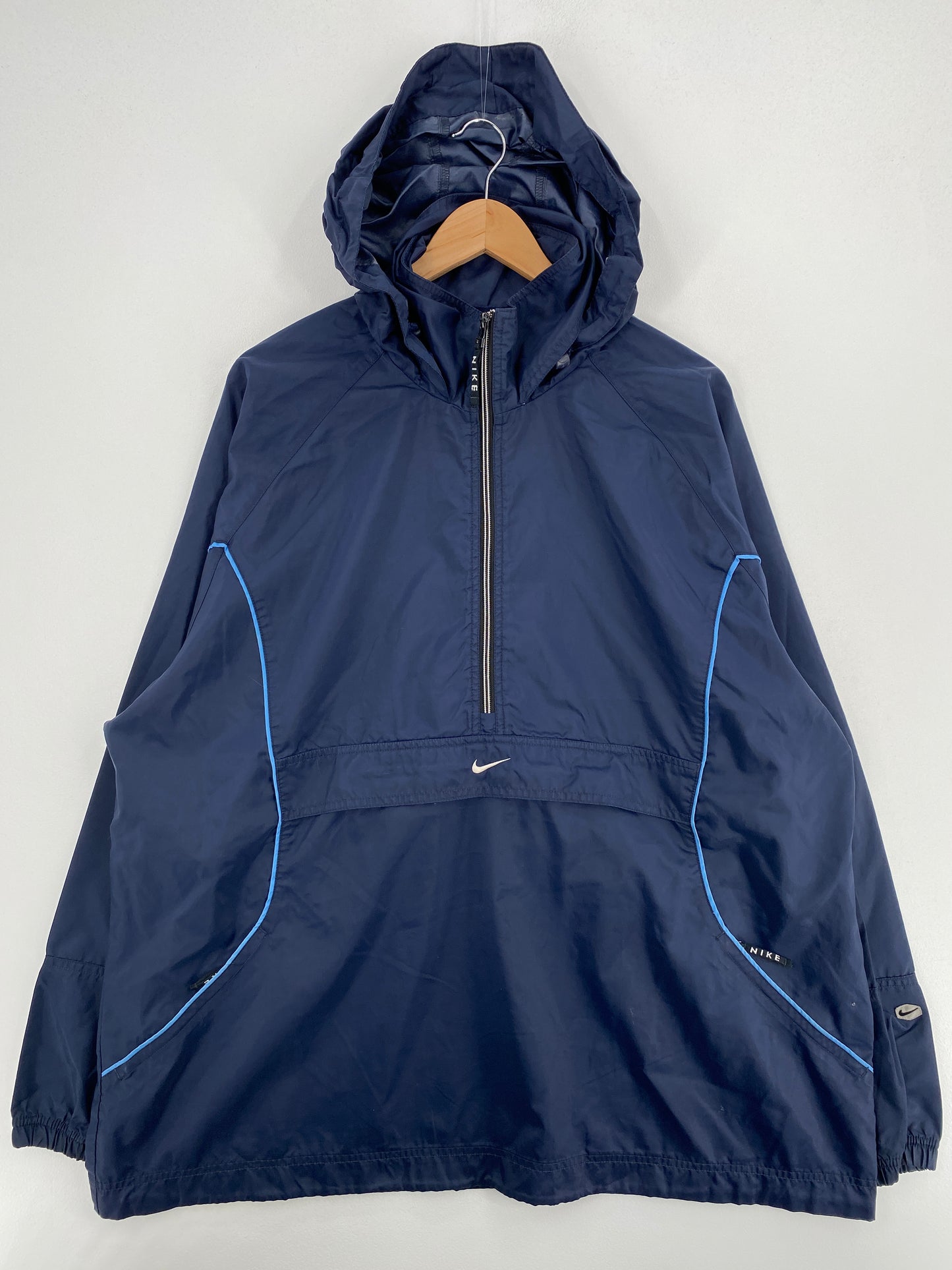 00’ NIKE Size XL Vintage Hoodie Half Zip Nylon-Jacket / A6243