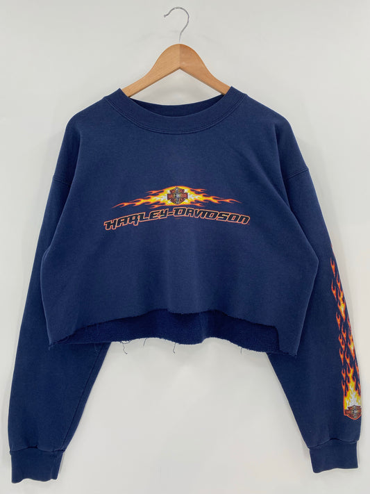 Vintage HARLEY DAVIDSON Size L Cropped Sweat-Shirt / K6747