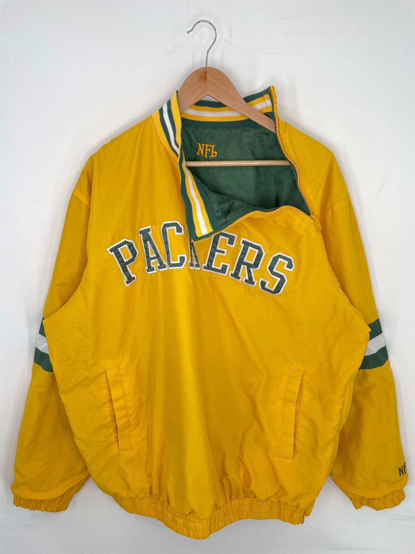 Vintage GREEN BAY PACKERS Size XL NFL Reversible Nylon Jacket / K8376