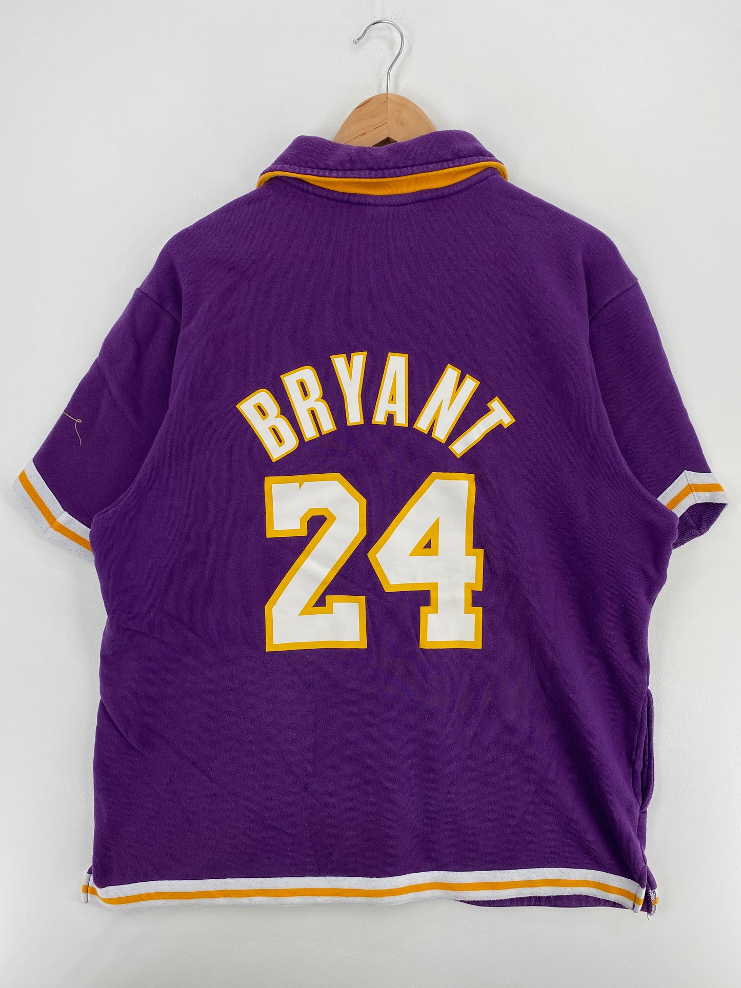 00' LOS ANGELES LAKERS #24 KOBE BRYANT Size L Vintage NBA Button Down Sweat-Shirt/ A5640