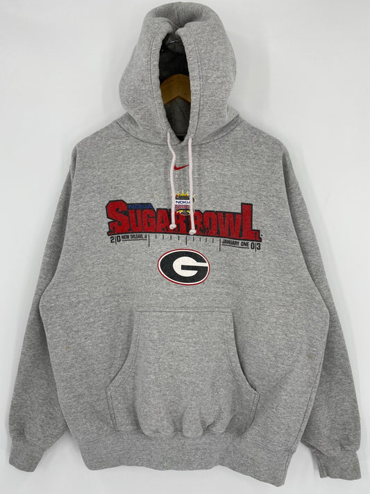 00’ NIKE NOKIA SUGARBOWL GEORGIA BULLDOG Size L Vintage Hoodie Sweat Shirts/ K5092