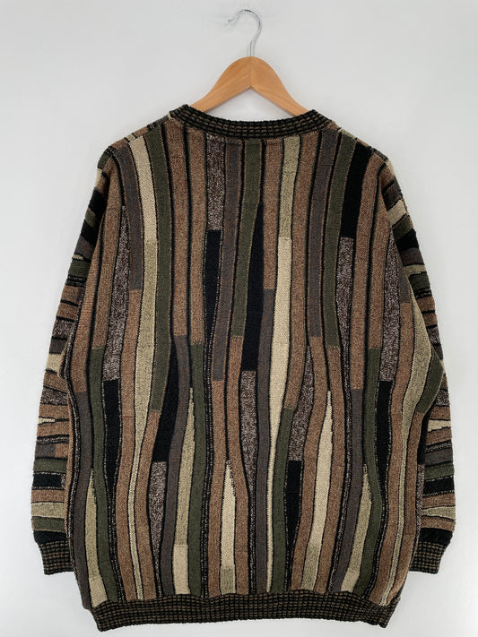Vintage 3D COOGI-Style PROTEGE Made in USA Size L Acrylic Knit Sweater / E6280K