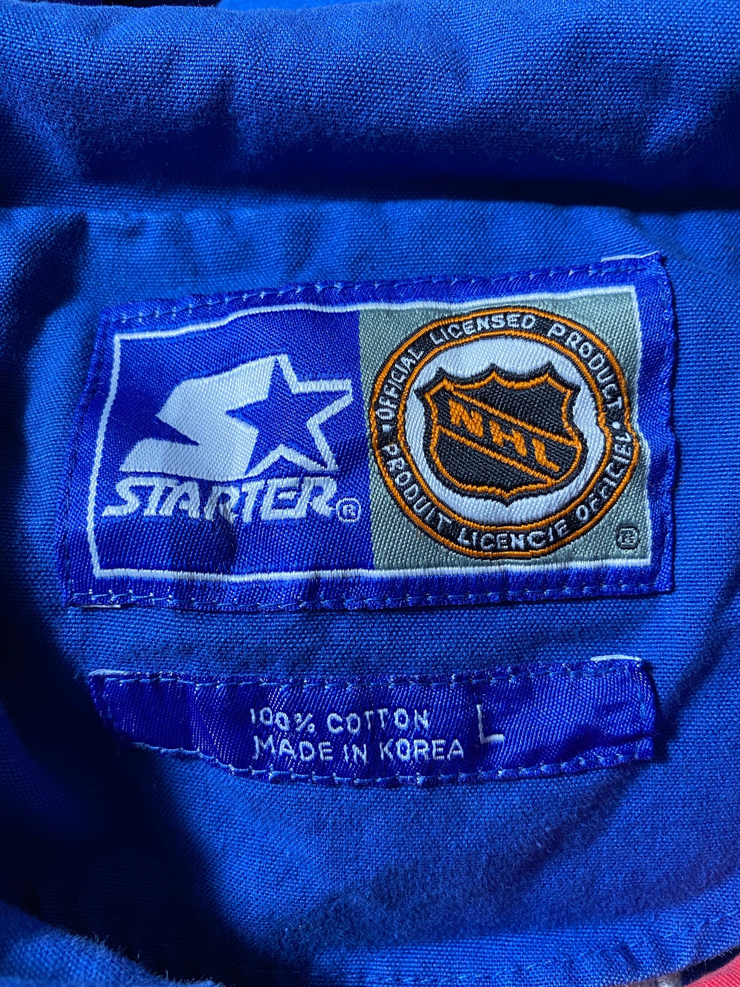 90’s STARTER x NEW YORK RANGERS Size L NHL Cotton Jacket Outerwear / K4378