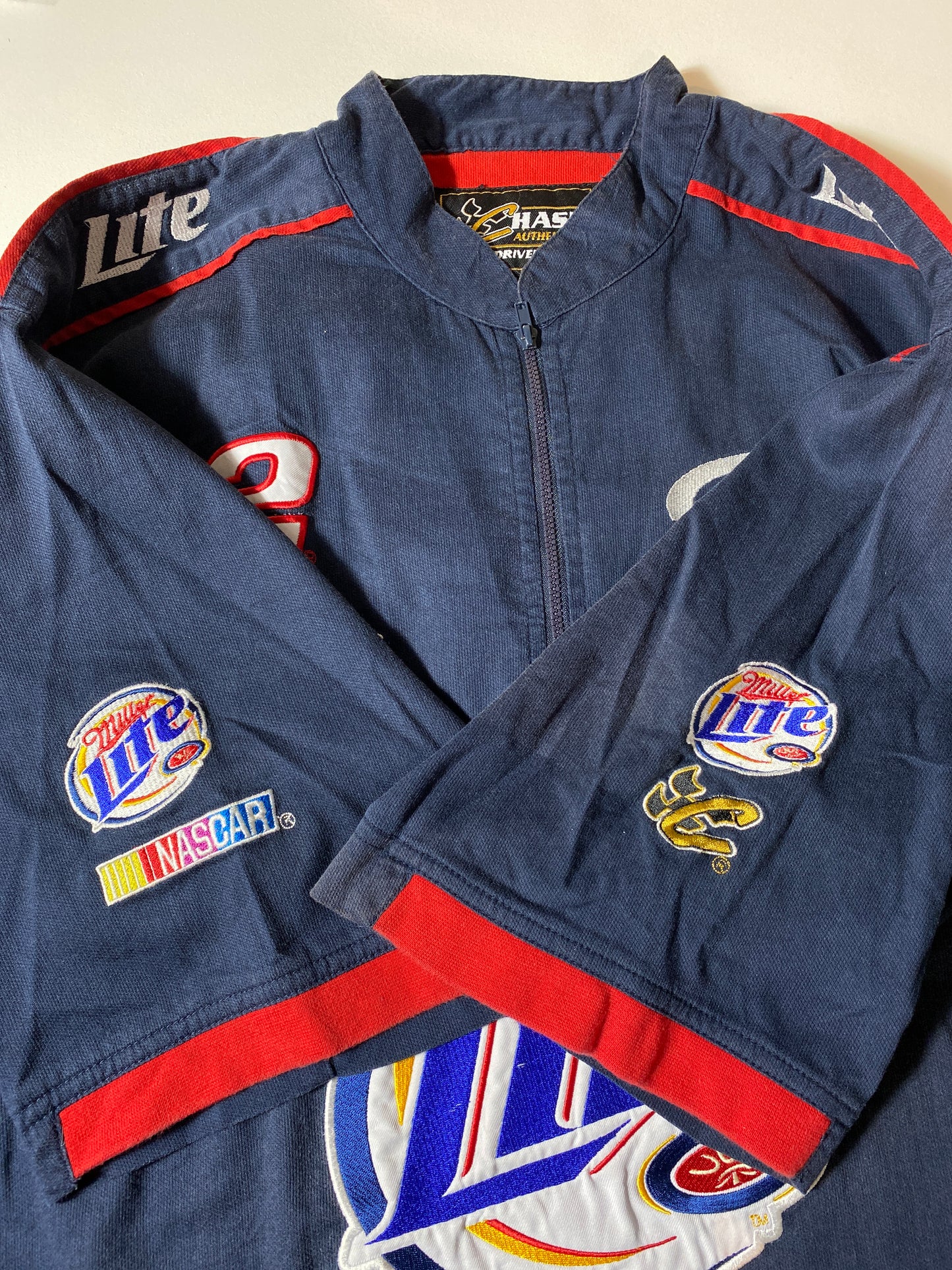 Vintage NASCAR RUSTY WALLACE MILLER LITE Size XL Racing Half Zip Short Sleeve-shirt / K3284