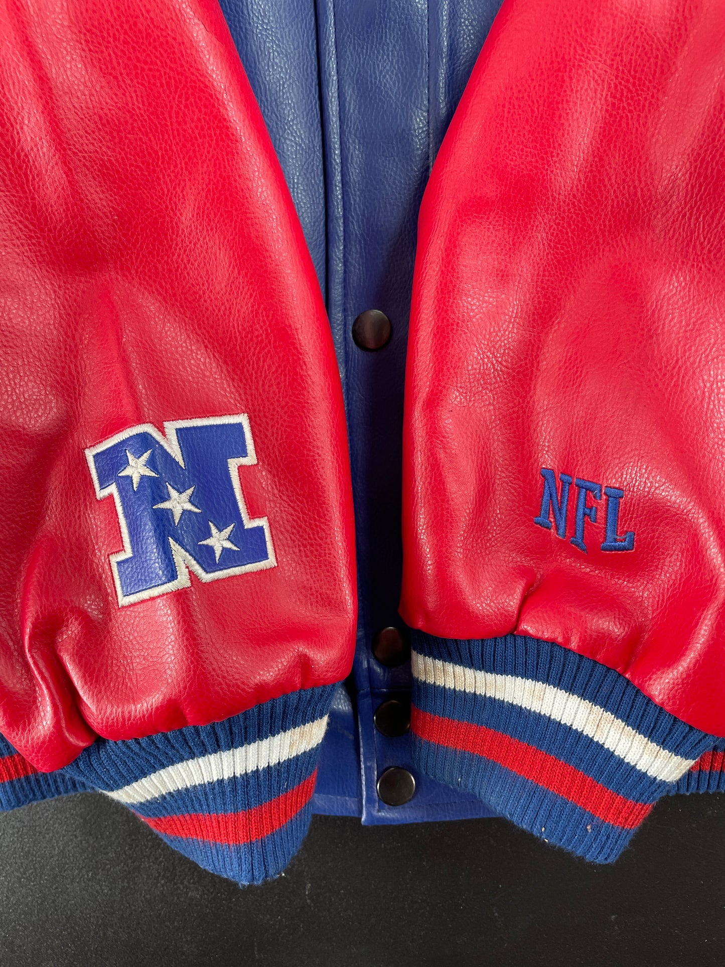 Vintage NEW YORK GIANTS Size L NFL Faux Leather Jacket / G5023J
