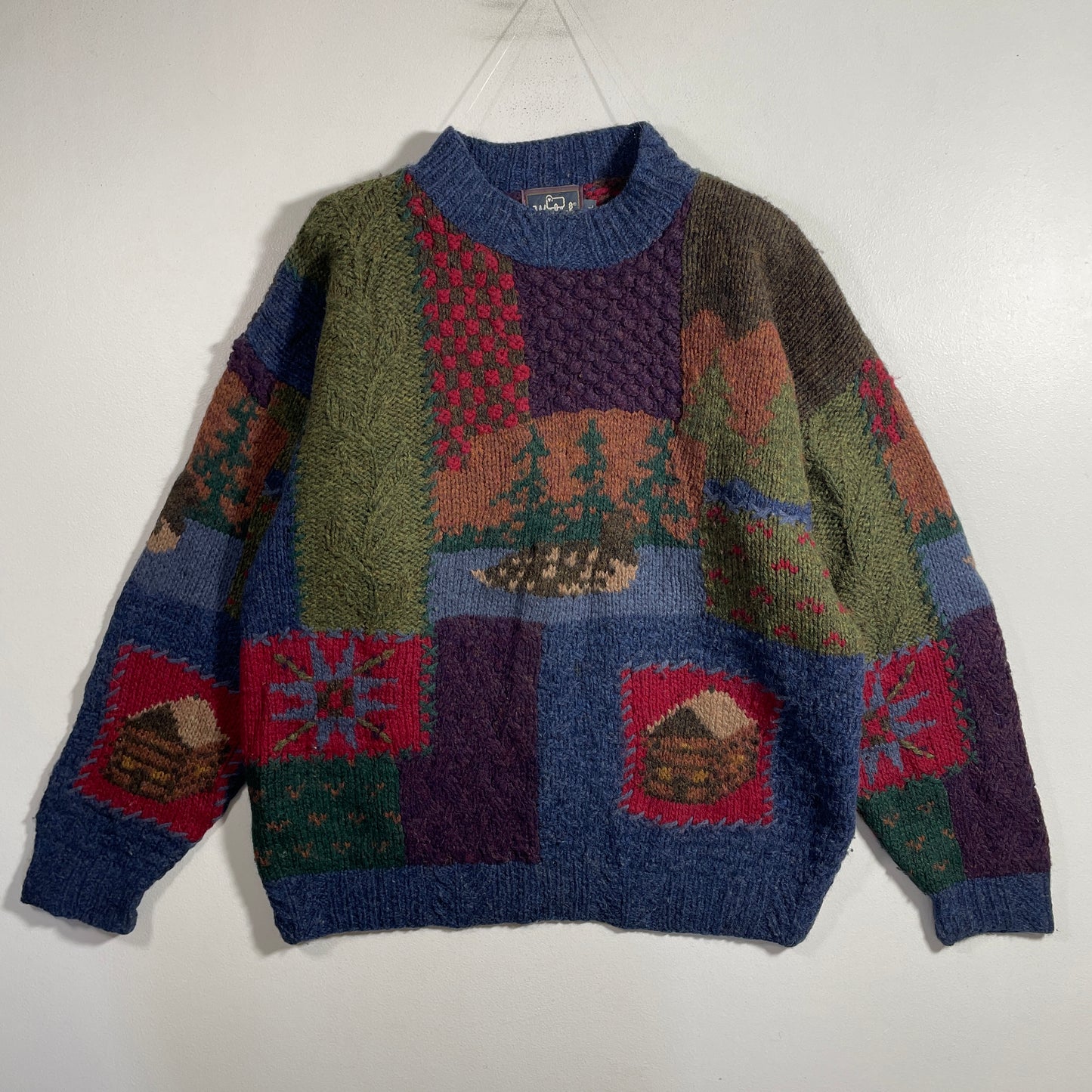(L) 90's WOOLRICH MOUNTAIN LODGE Vintage Wool Knit Sweater / A1191K
