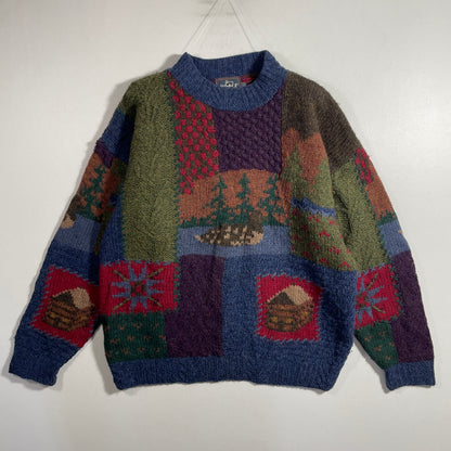 (L) 90's WOOLRICH MOUNTAIN LODGE Vintage Wool Knit Sweater / A1191K