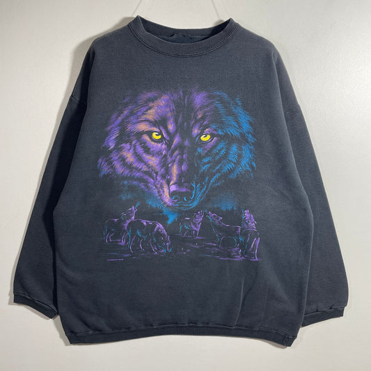 (Approx.L) 90’s WOLF Vintage Animal Sweatshirt / A1268S