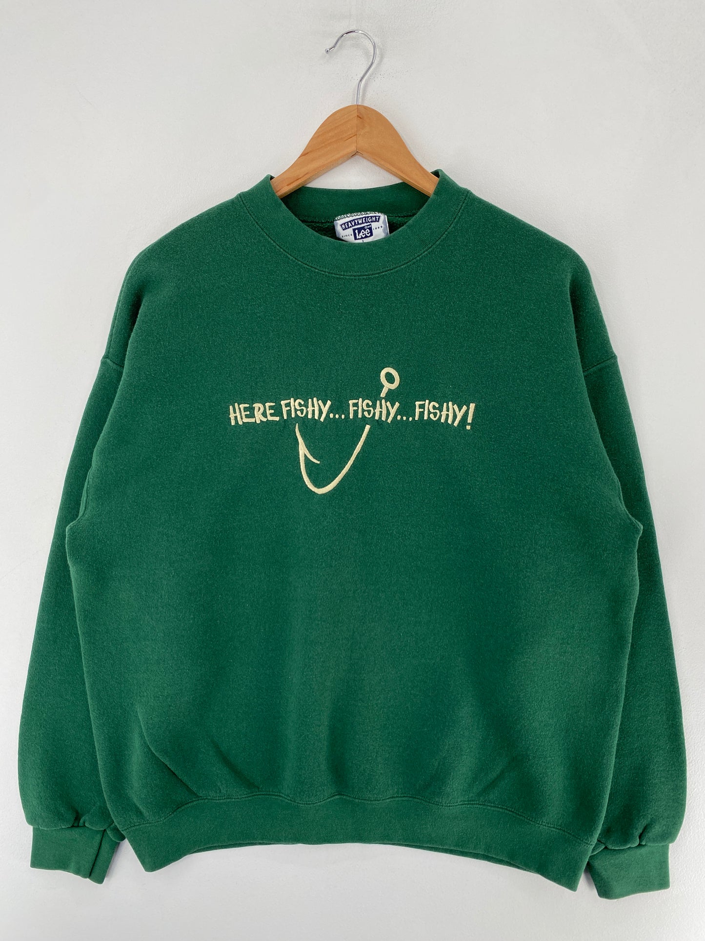 90’s "HERE FISHY..FISHY..FISHY!" Made in USA Size L Vintage Sweat-Shirt / F6512S