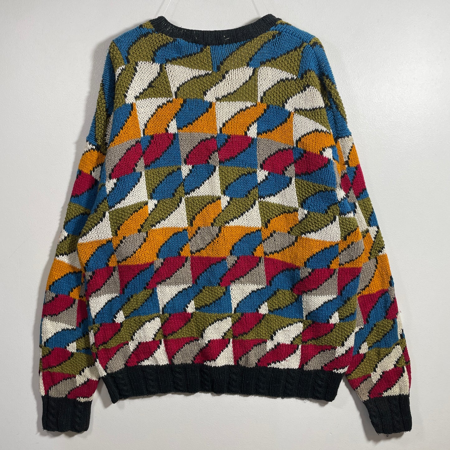 (XL) Vintage PIERRE CARDIN Hand Knit Wool Cardigan / A1261K