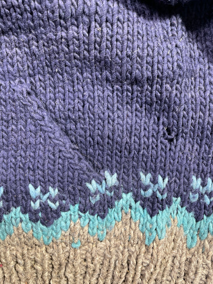(Ladies. L) Vintage NUCA HUASI ECUADOR Hand Knit Wool Sweater / A1062K