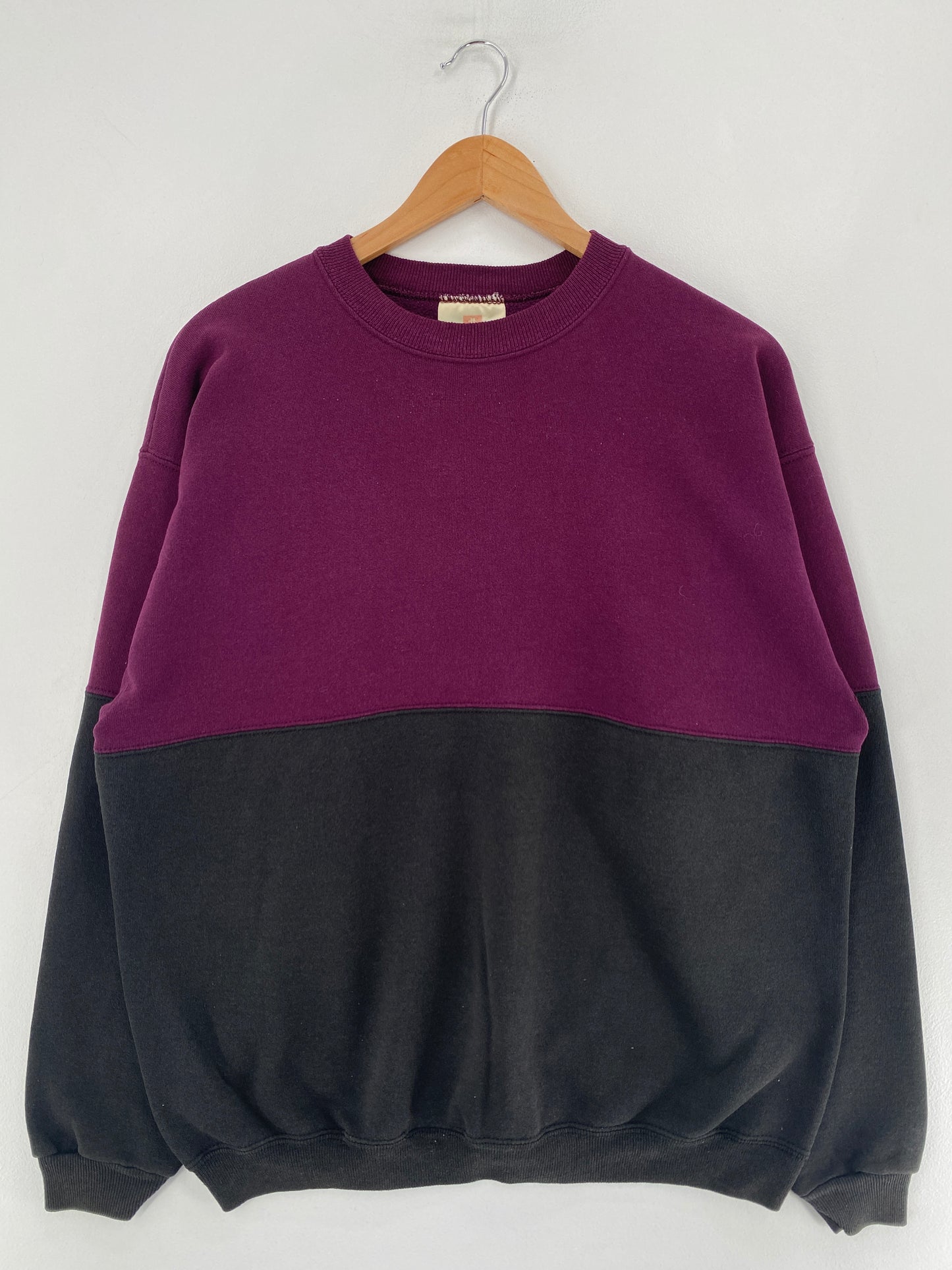 90's HANES TWO TONE PLAIN Made in USA Size L Vintage Sweat-Shirt / F4502S