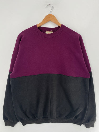 90's HANES TWO TONE PLAIN Made in USA Size L Vintage Sweat-Shirt / F4502S