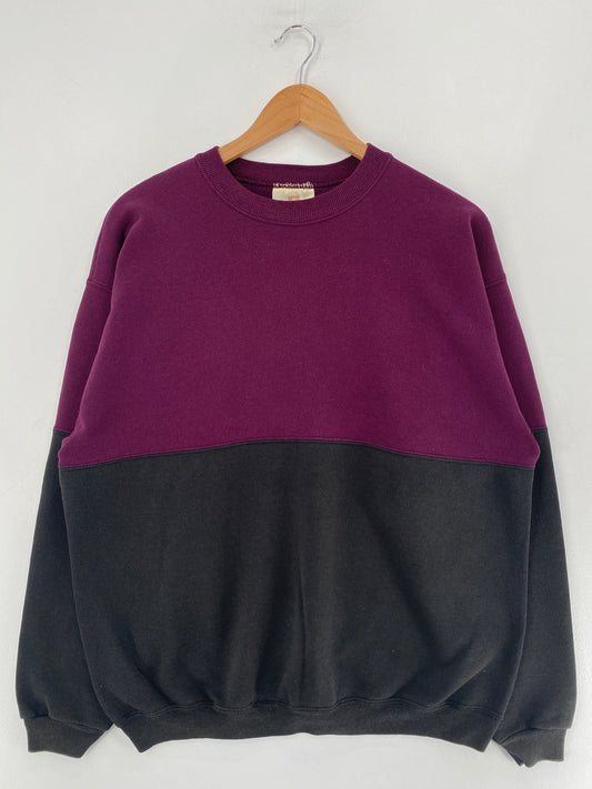 90's HANES TWO TONE PLAIN Made in USA Size L Vintage Sweat-Shirt / F4502S