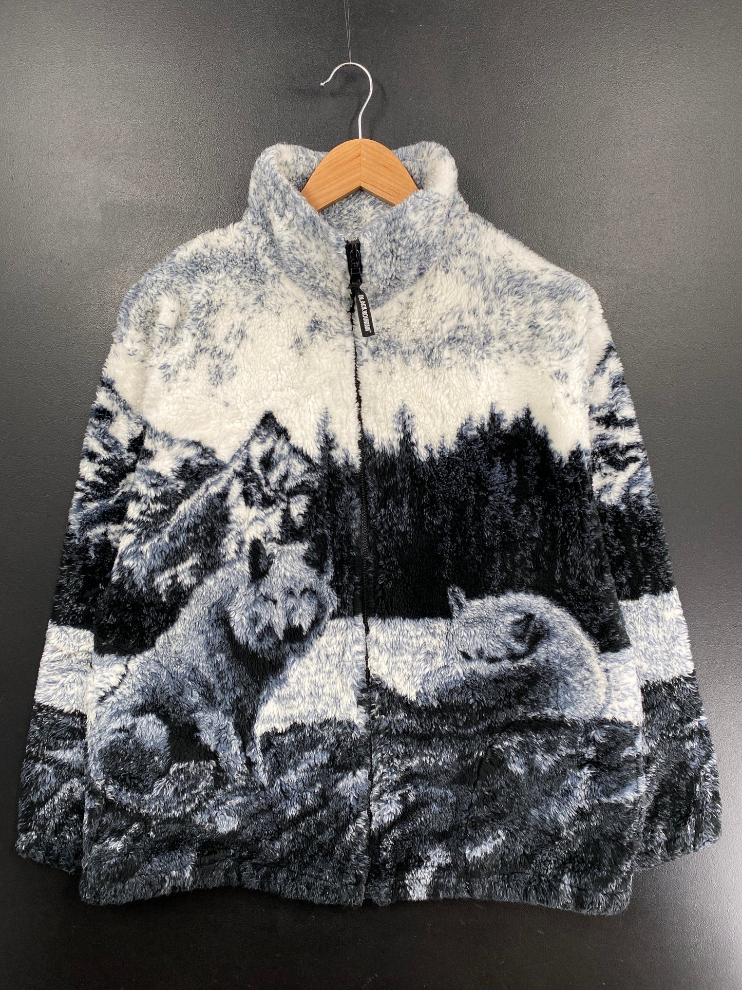 90's BLACK MOUNTAIN WOLVES Made in USA Size M Vintage Fleece Jacket / G6113F