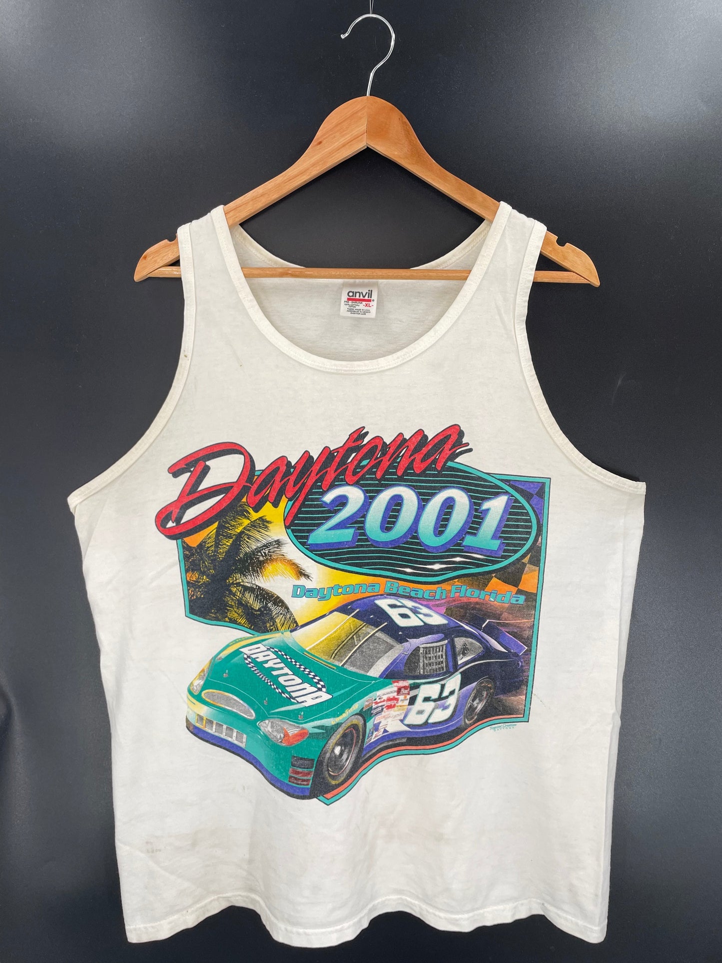 .2001 DAYTONA BEACH FLORIDA Made in USA Size XL Vintage Racing Tank-Top / E8219T