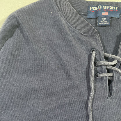 (L) 90's POLO SPORT RALPH LAUREN Vintage Lace Up Long Sleeve T-Shirt / A0817S