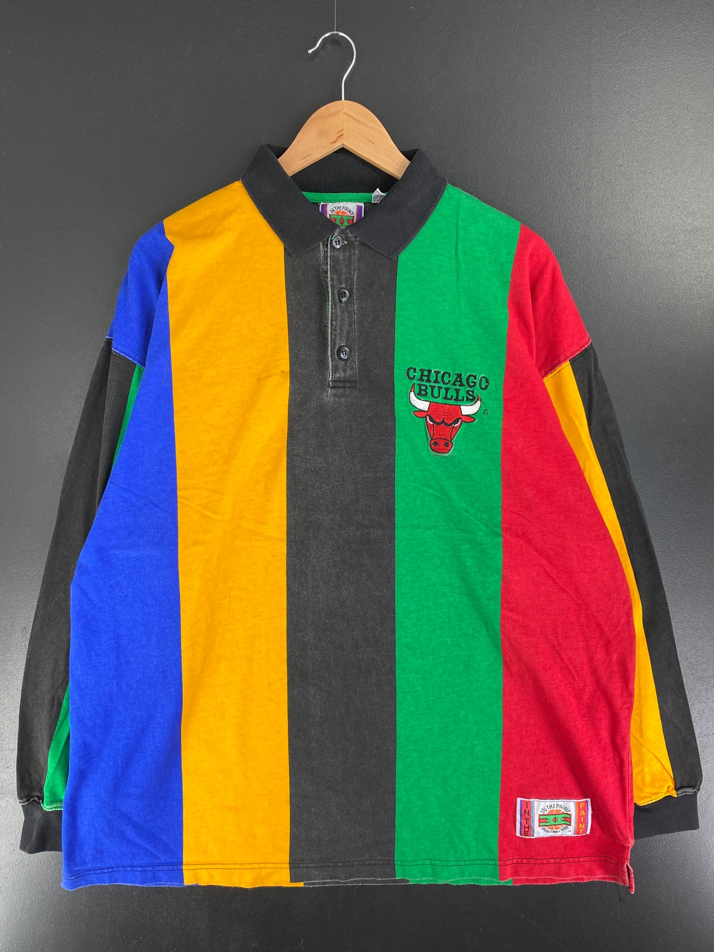 90's CHICAGO BULLS Size L Vintage NBA Rugby-Shirt / F8476R
