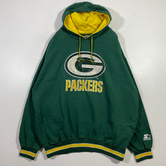 (XL) 90's STARTER x GREEN BAY PACKERS Vintage NFL Hoodie Sweatshirt/ A0781S