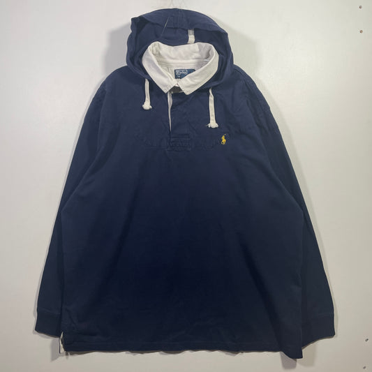 (XXL) 90's POLO RALPH LAUREN Vintage Hoodie Rugby-Shirt / A0890R