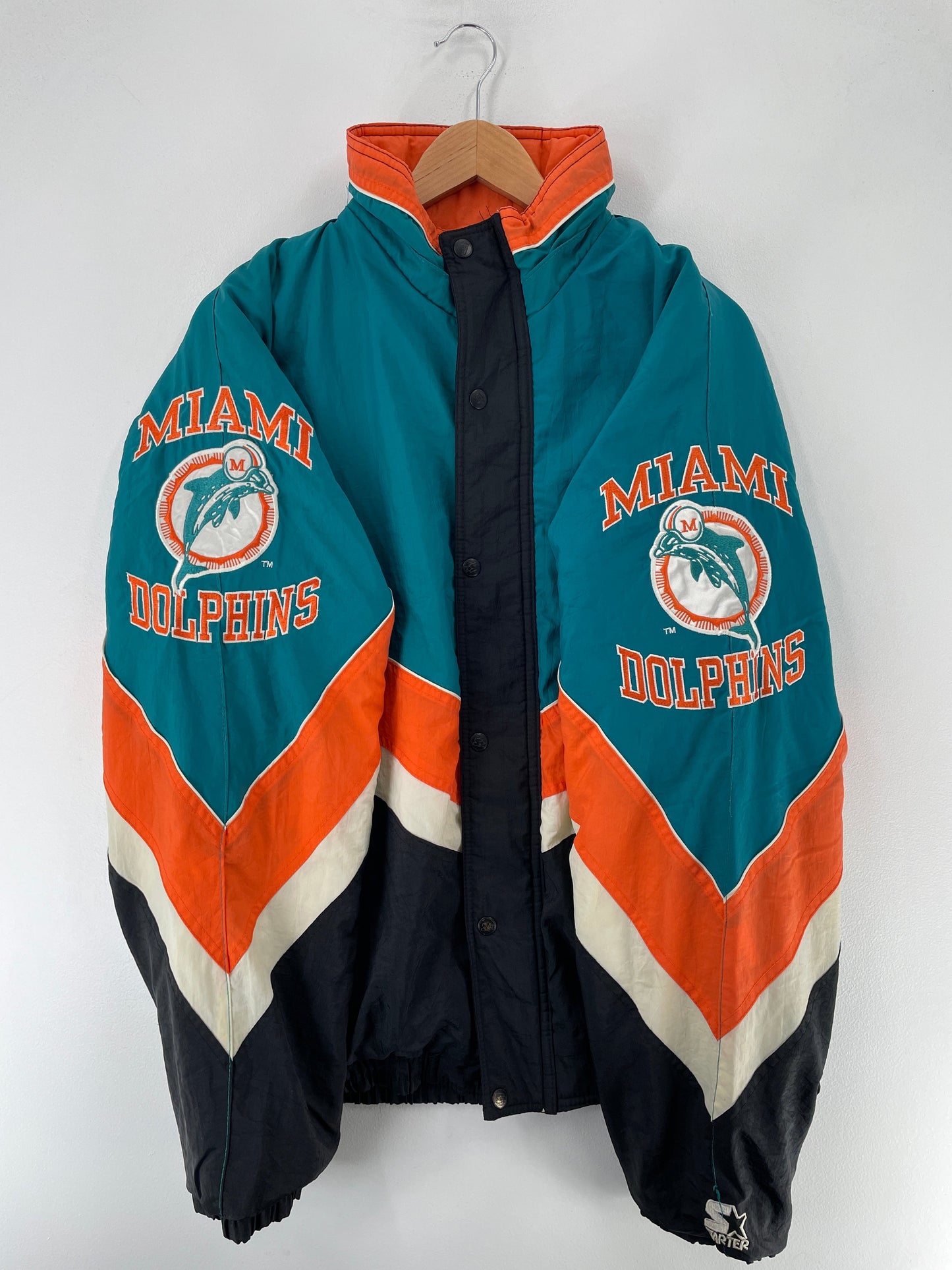 90's STARTER x MIAMI DOLPHINS Size L Vintage NFL Padded Nylon Jacket / F5864N