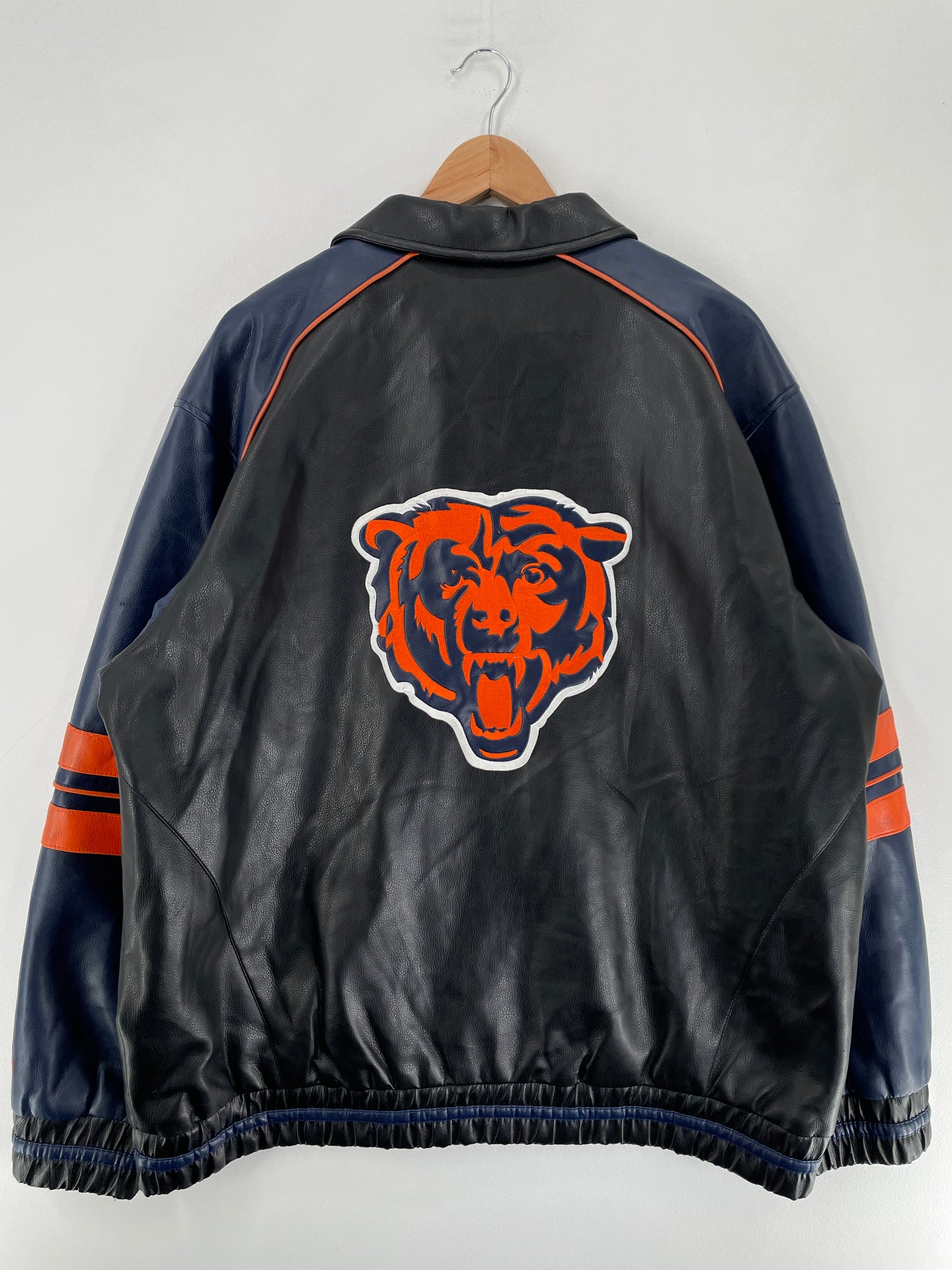Vintage CHICAGO BEARS Size L NFL Faux Leather Jacket / F5581J