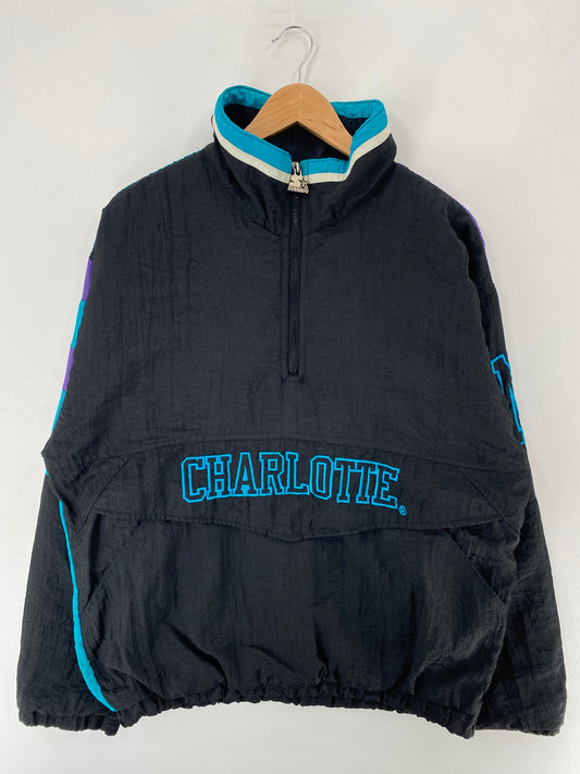 .90’s STARTER x CHARLOTTE HORNETS Size S NBA Padded Nylon Jacket / F3173N