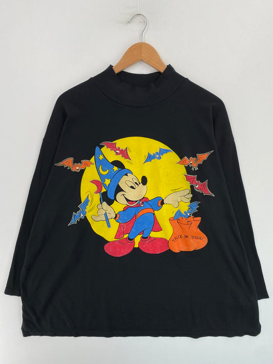 90's DISNEY MICKEY HALLOWEEN Made in USA Size Approx.L Vintage T-Shirt / G3963T