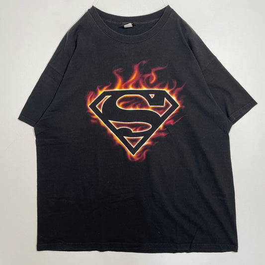 (XXL) 2002 SUPERMAN FLAME LOGO MARVEL T-Shirt / A0512T