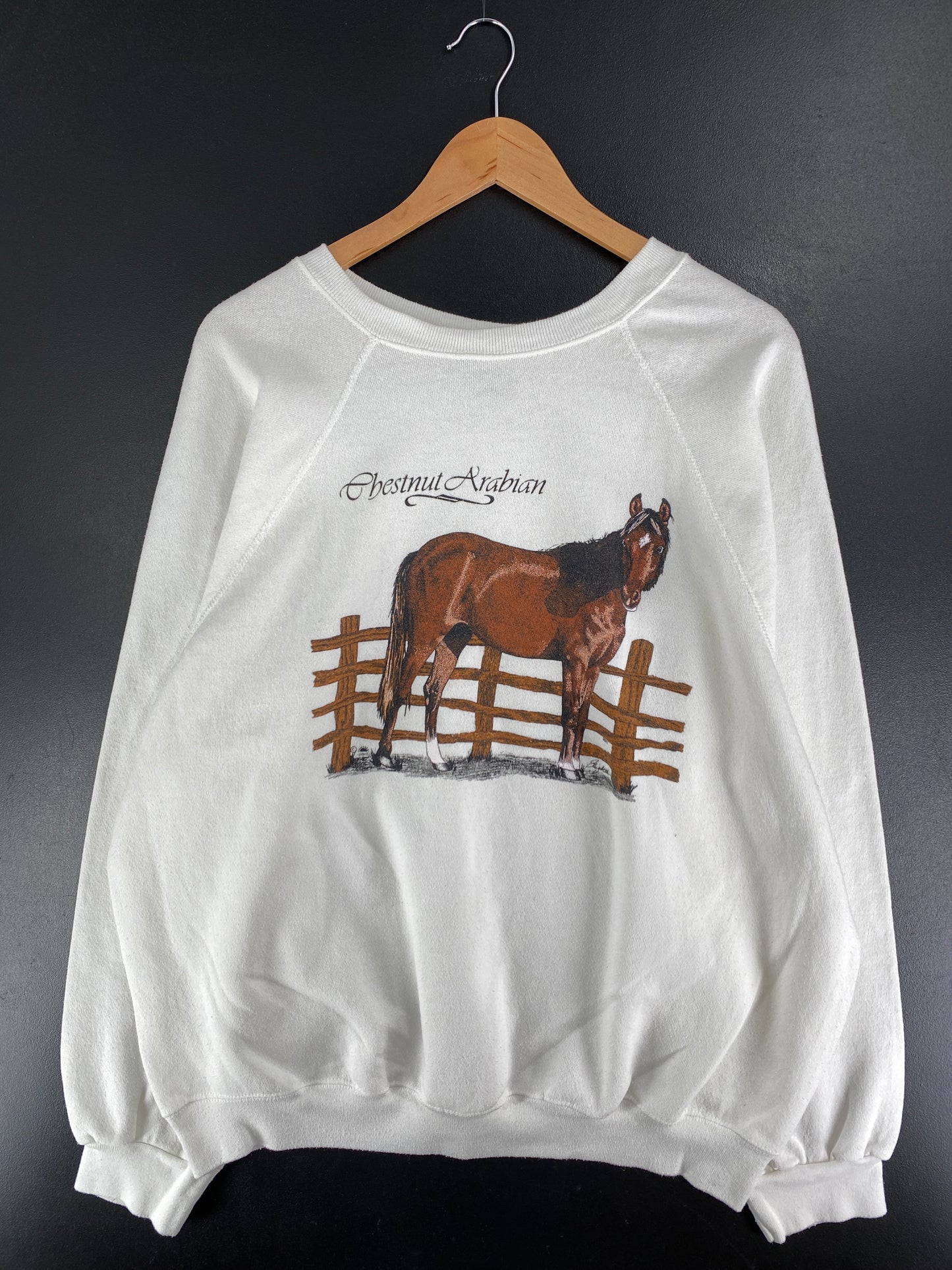 90's CHESTNUT ARABIAN HORSE Made in USA Size XXL Vintage Animal Sweat-Shirt / F6257S