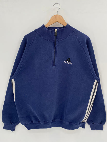 90’s ADIDAS Made in USA Size L Vintage Half-zip Sweat-shirt / F5597S