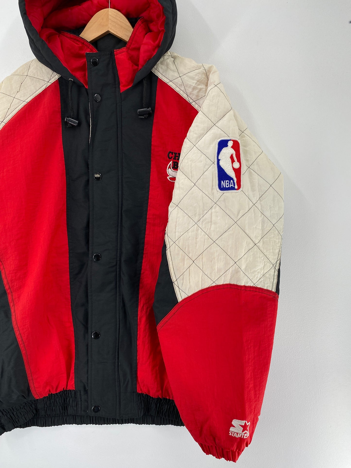 90's STARTER x BULLS Size XL Vintage NBA Padded Nylon Jacket / F4424N
