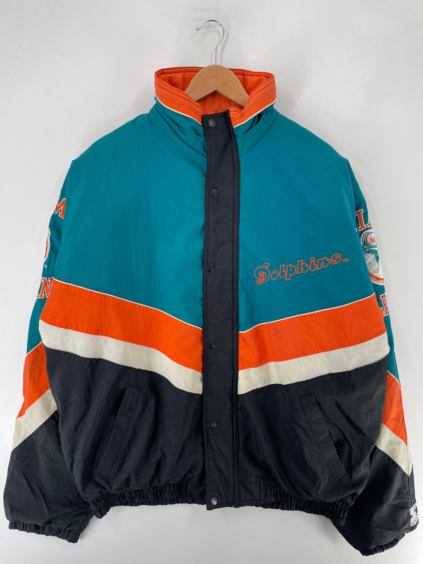 90's STARTER x MIAMI DOLPHINS Size L Vintage NFL Padded Nylon Jacket / F5864N
