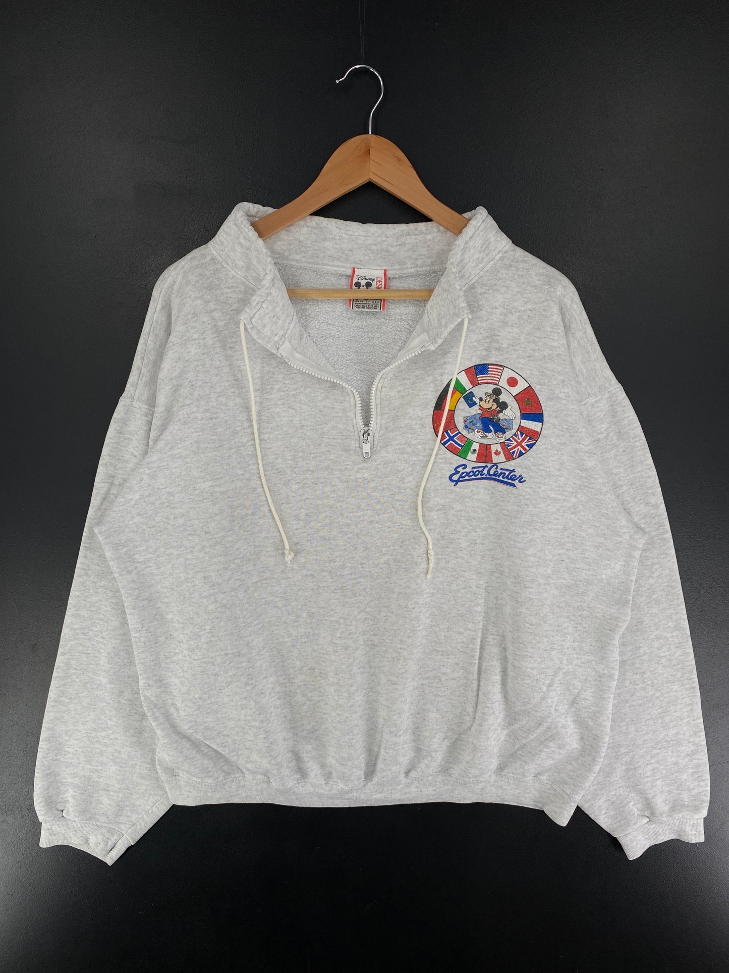 90's EPCOT CENTER x MICKEY Size Approx XL DISNEY Half-zip Sweat / F1089S