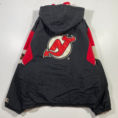 (L) 90's STARTER X DEVILS Vintage NHL Padded Nylon Jacket / A0789N