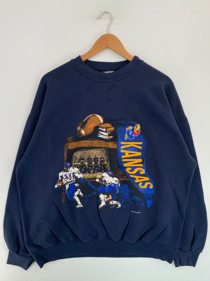90's KANSAS JAYHAWKS Made in USA Size XL Vintage College Sweat-shirt / G6958S