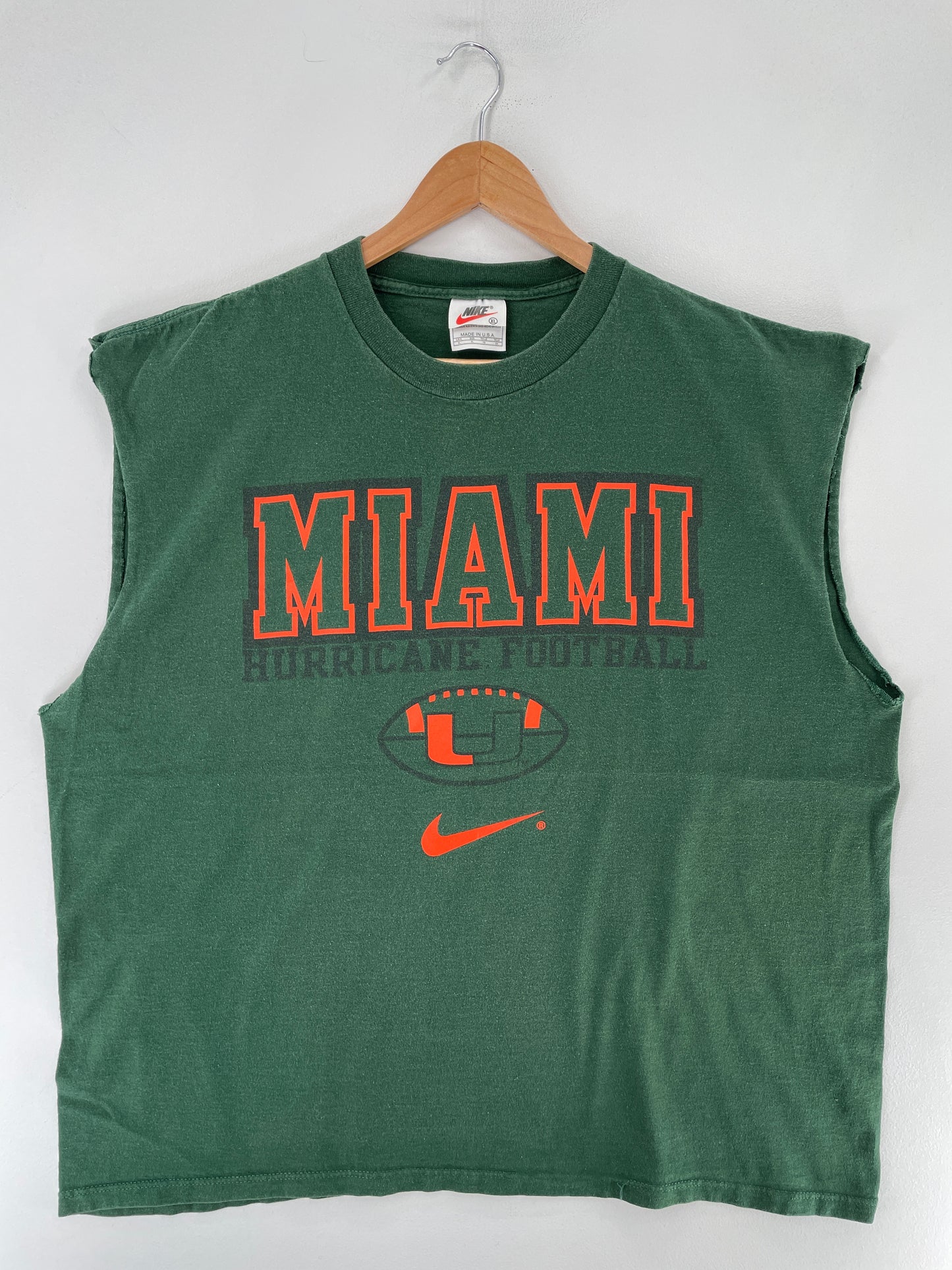 90's NIKE x MIAMI HURRICANE FOOTBALL Made in USA Size XL Vintage College T-shirt / F2771T