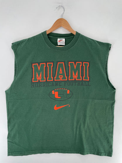90's NIKE x MIAMI HURRICANE FOOTBALL Made in USA Size XL Vintage College T-shirt / F2771T
