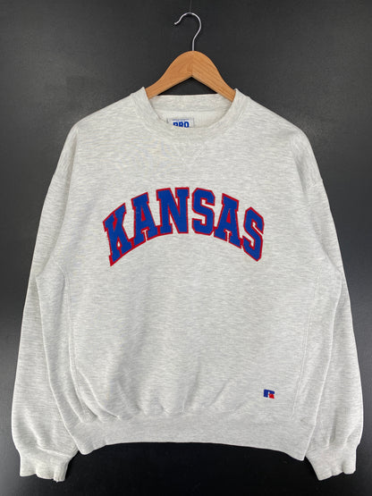 90's RUSSELL x KANSAS Made in USA Size L Vintage College Sweat-Shirt / G889S