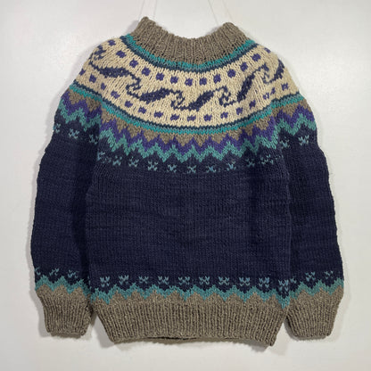 (Ladies. L) Vintage NUCA HUASI ECUADOR Hand Knit Wool Sweater / A1062K